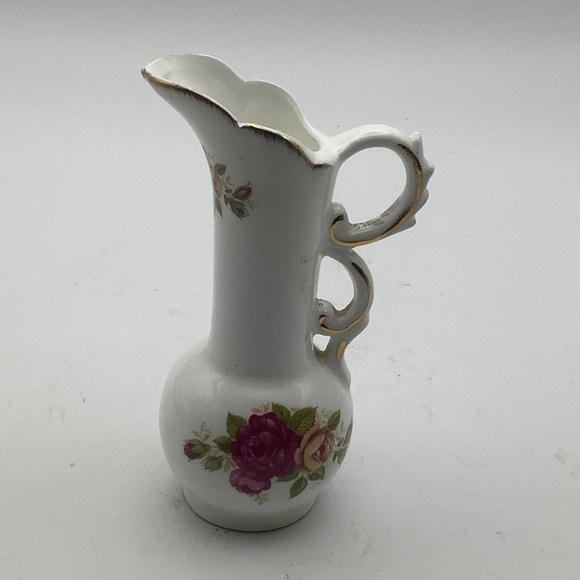 Vintage Fine Bone China Cottage Rose 5” Miniature Vase/Pitcher - Picture 2 of 12